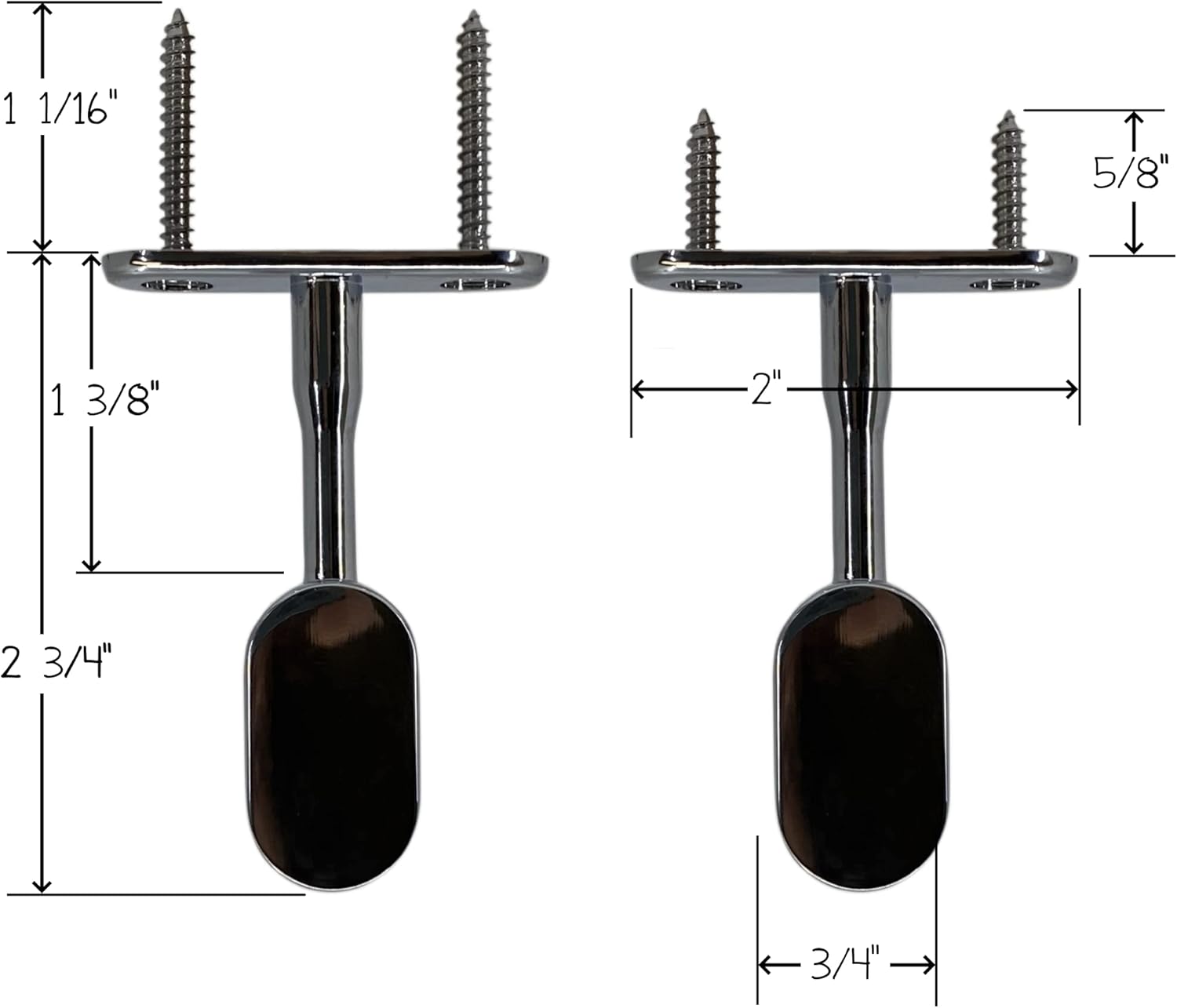 Percha ovalada para barra de armario  0.591 in x 1.181 in  Cromo pulido  Paquete de 2