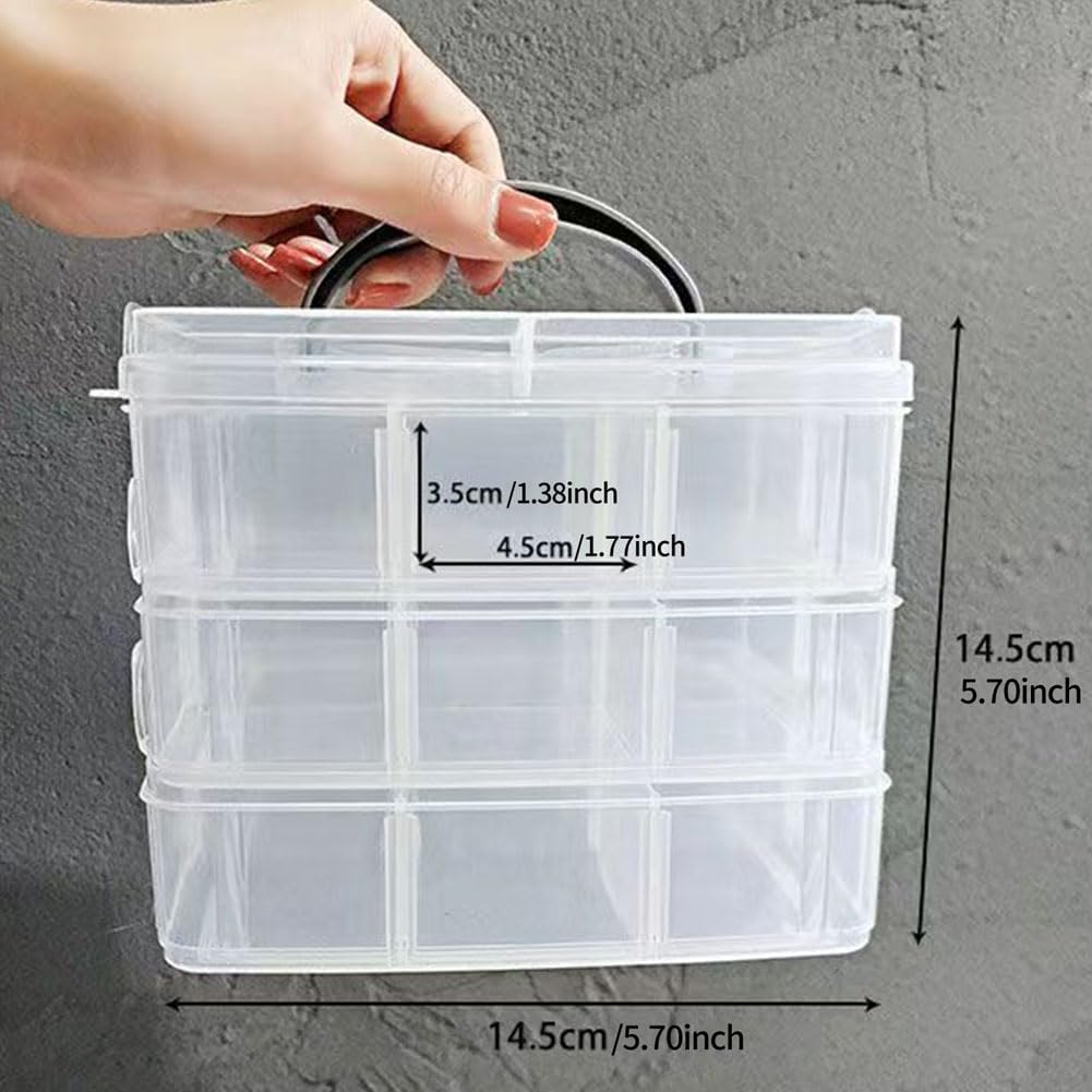 1 contenedor apilable de almacenamiento de 3 niveles para manualidades, organizador de joyas de plástico con 18 compartimentos para cuentas, aretes,