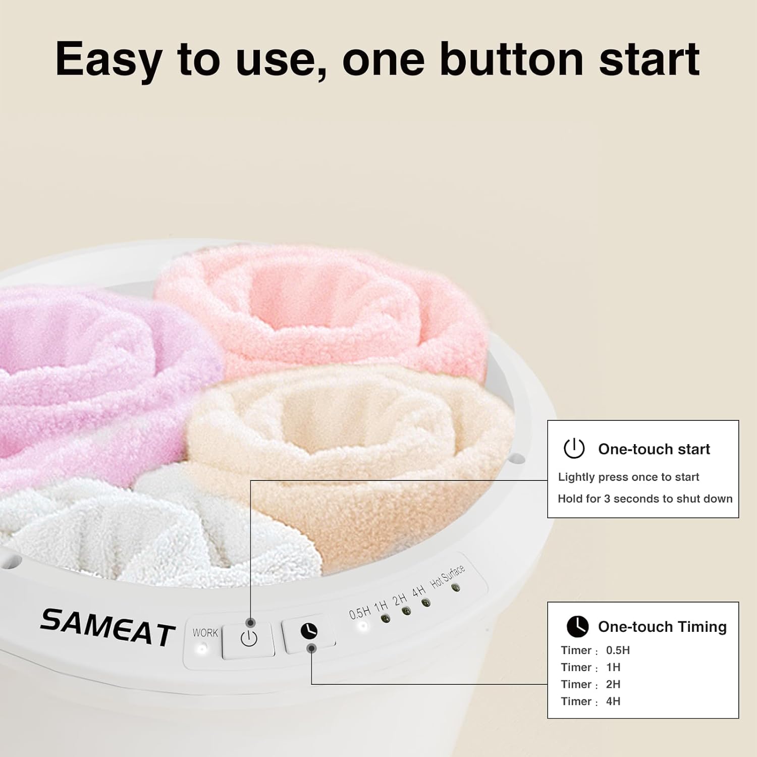 SAMEAT Calentador de toallas grande para baño, calentador de toallas con calefacción, tapa de madera, apagado automático, se adapta a hasta dos