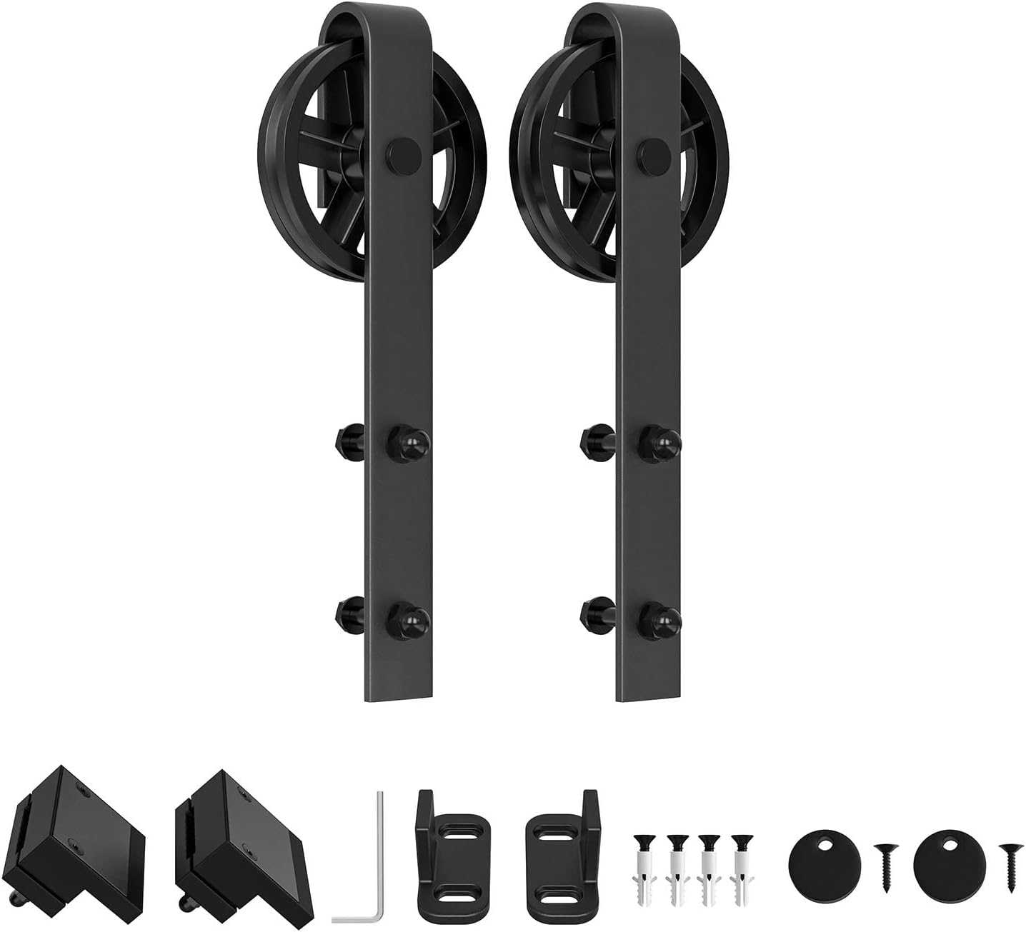 WINSOON – Kit de rodillo para puerta corrediza, para puerta de garaje, clóset, de acero al carbono, sistema de pista plana