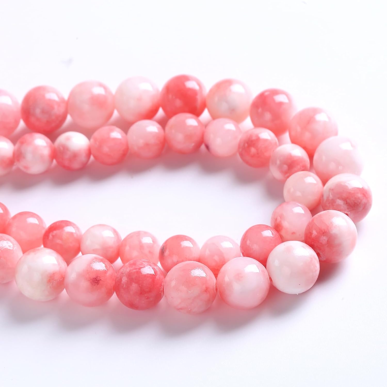 Cuentas sueltas de jade persa rosa de 0.315 in, 46 unidades, para hacer joyas, pulseras y collares