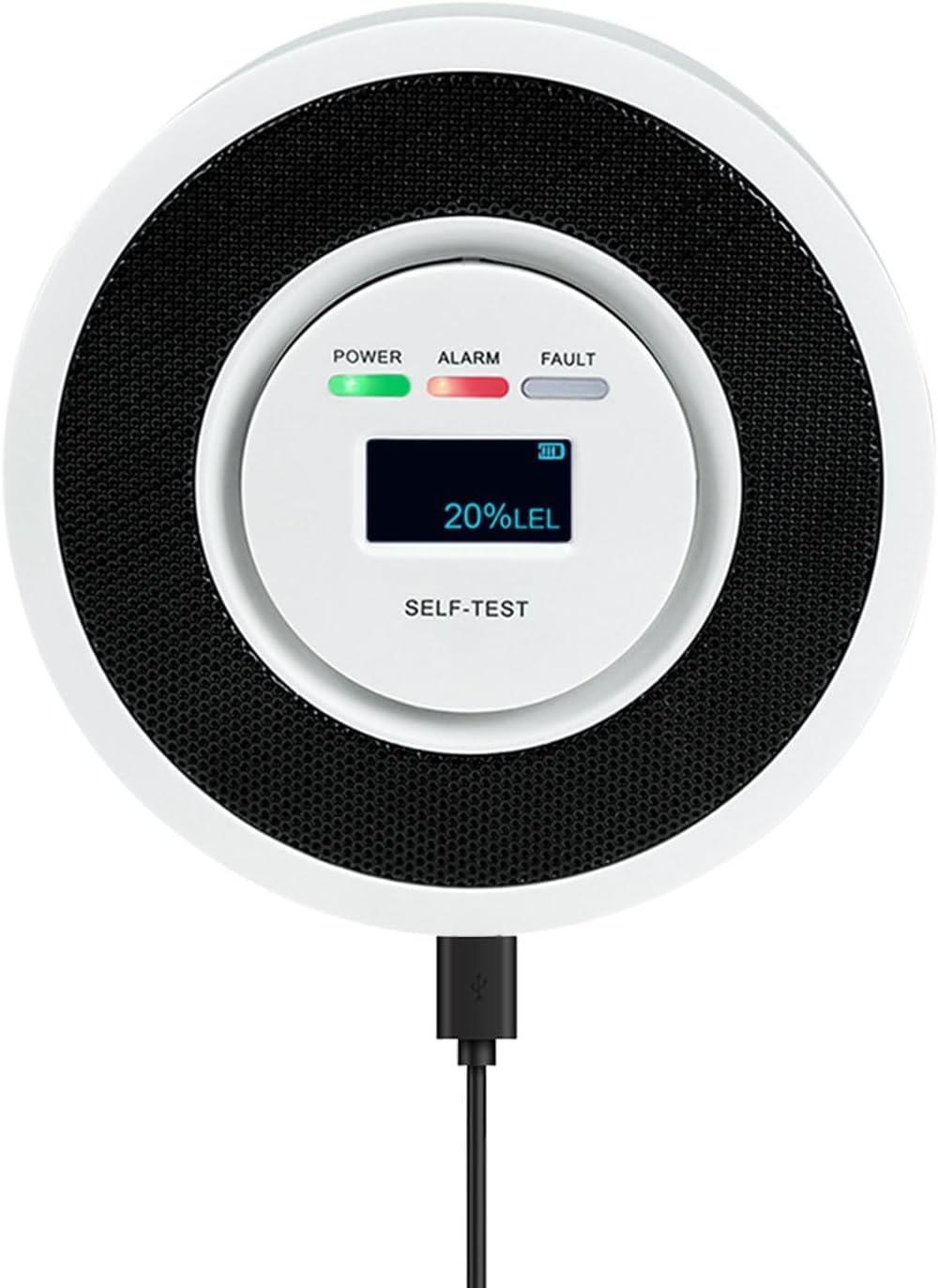 Detector de gas natural, alarma de fugas de gas, detector de propano, monitor de gas con aviso de voz, advertencia de luz estroboscópica, pantalla