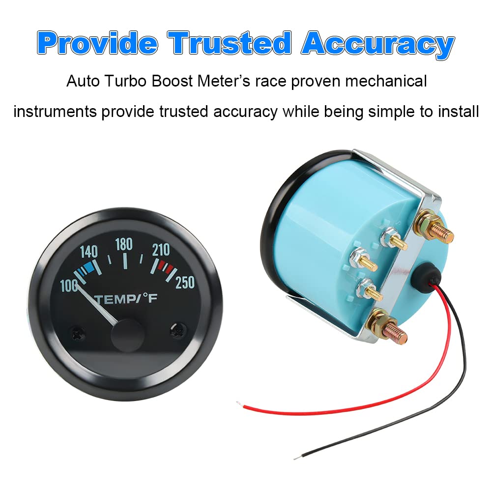 WATERWICH Medidor de temperatura del agua de 2 pulgadas, 2.047 in, 100-250  con retroiluminación LED, termómetro de temperatura del agua, kit DC12V