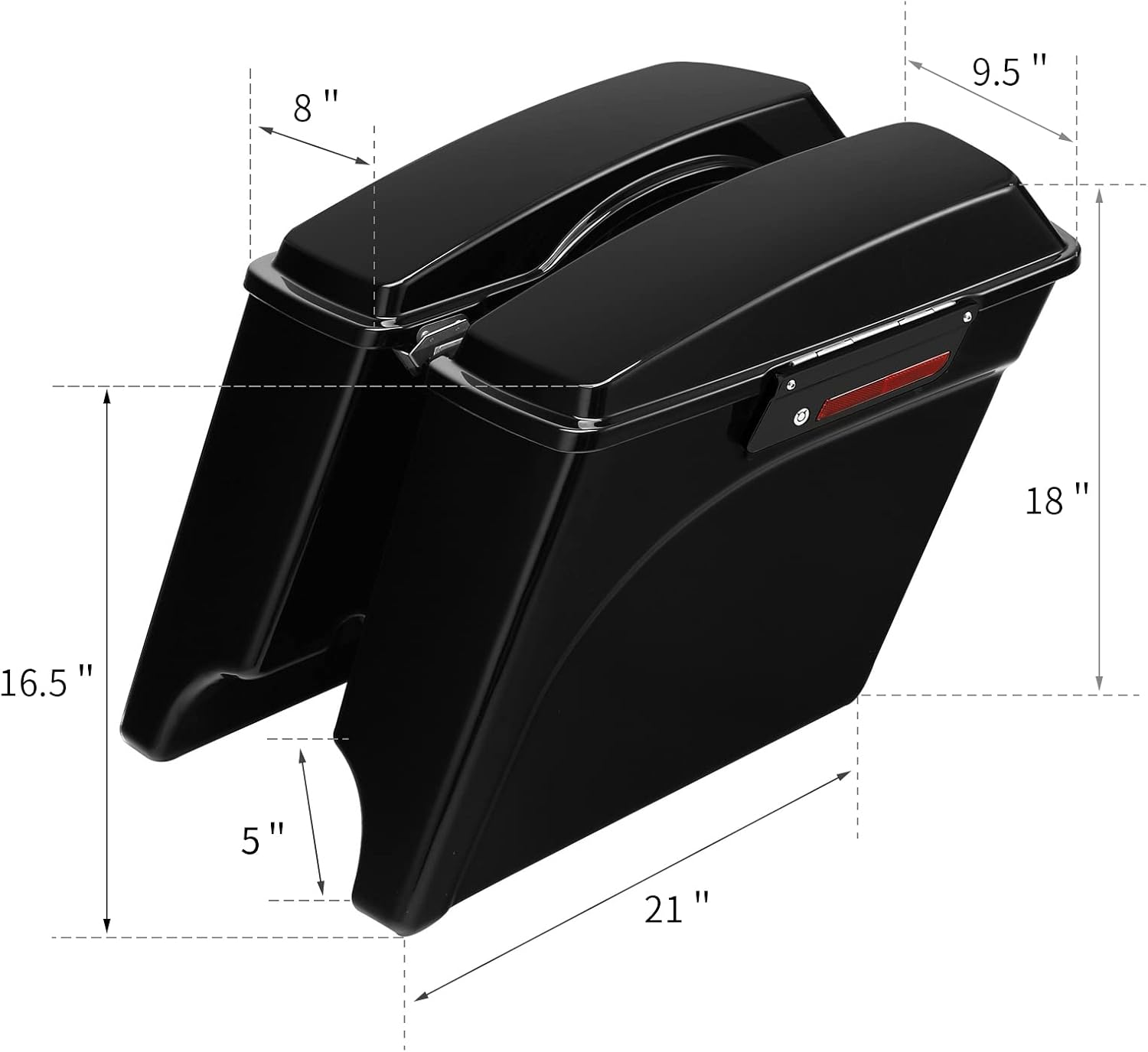 TCT-MT. – Alforjas alargadas de 5.0pulgadas con llave de cerrojo para Harley Touring 1993-2013 Road King Electra Street Glide FLHR FLHT FLHTCU FLHRC
