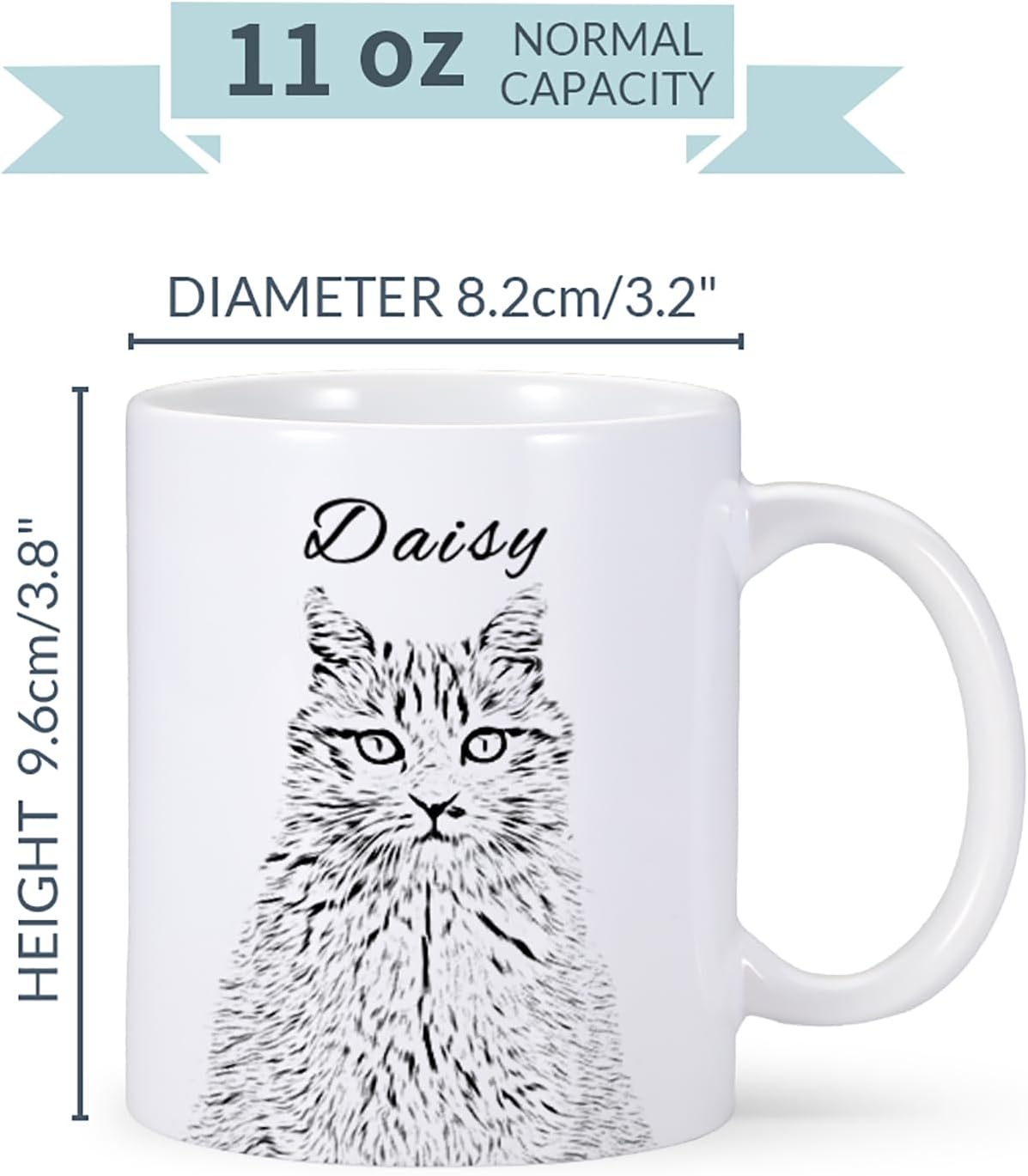 Taza de café personalizada, Taza personalizada de retratos de mascotas, Taza personalizada para mascotas con nombre de foto de mascota, Taza