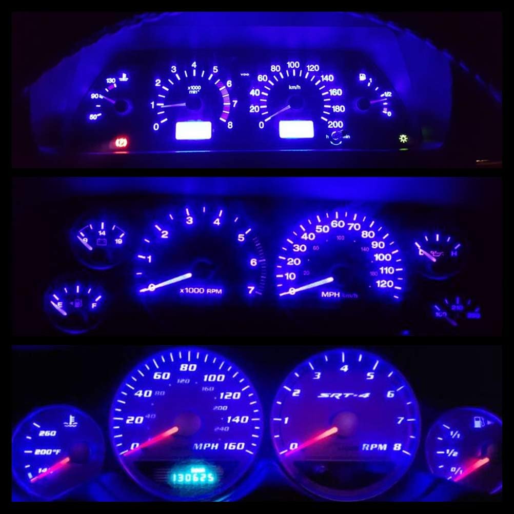 WLJH Panel de instrumentos azul brillante medidor de racimo velocímetro tacómetro presión de aceite combustible reloj indicador bombilla LED
