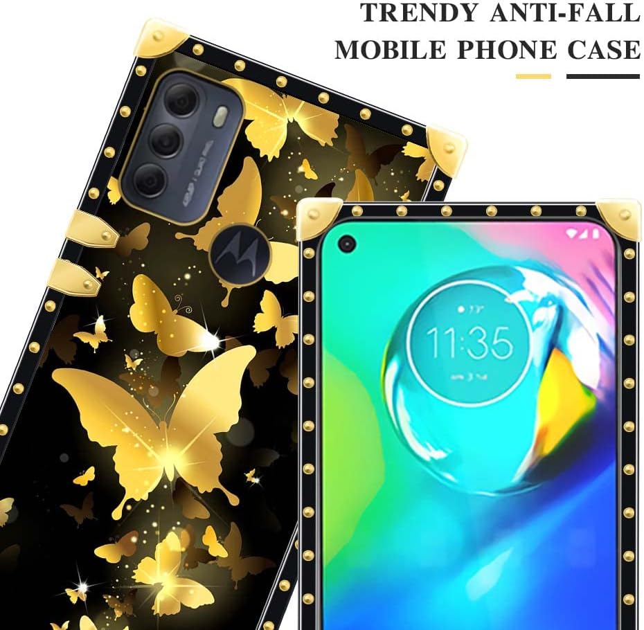 DAIZAG Funda compatible con Moto G Power 2022, diseño de mariposas doradas G Power 2022 para niñas, diseño de esquinas reforzadas totalmente