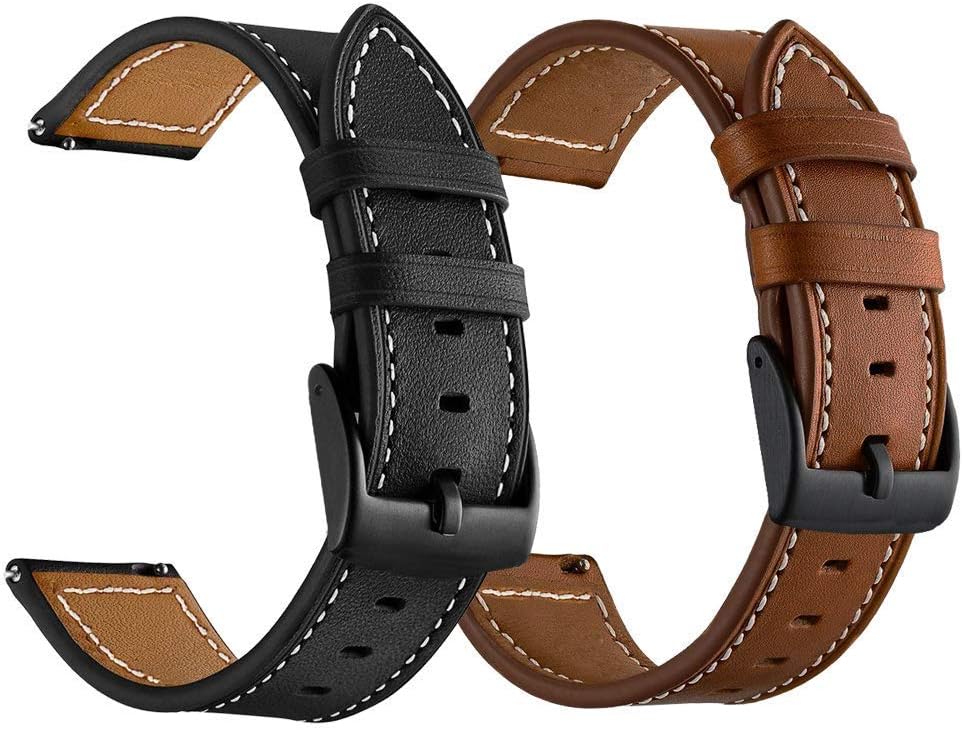 LDFAS Compatible con Vivoactive 345, 18200.866 in (paquete de 2) correa de reloj de cuero para mujeres y hombres, compatible con Garmin Venu 32,