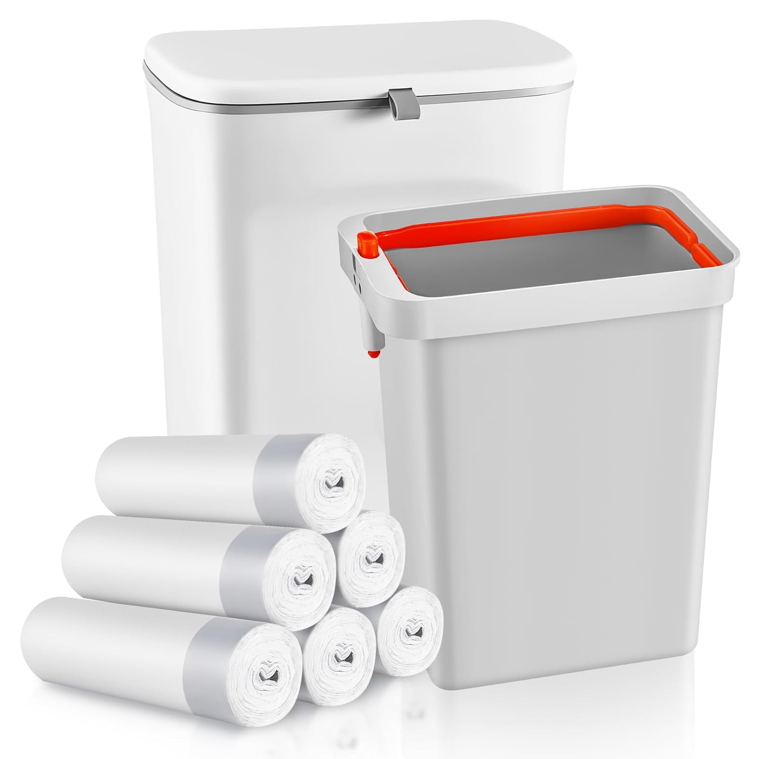 Tioncy Receptáculo de plástico para servilletas sanitarias con recipiente extraíble y 100 forros para servilletas sanitarias de 10.2 x 6.3 x 11.6