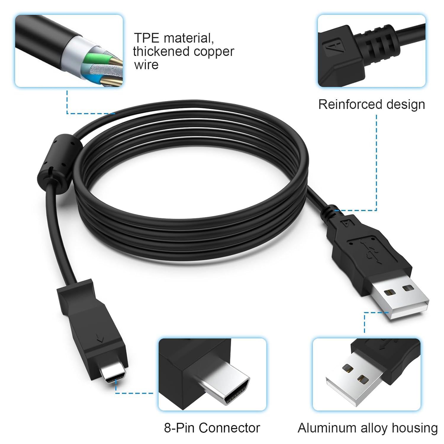 Cable de sincronización de datos de cámara USB de 3.93 pies para cámara Kodak EasyShare, cable USB compatible con Kodak C140 C180 C182 C190 C310