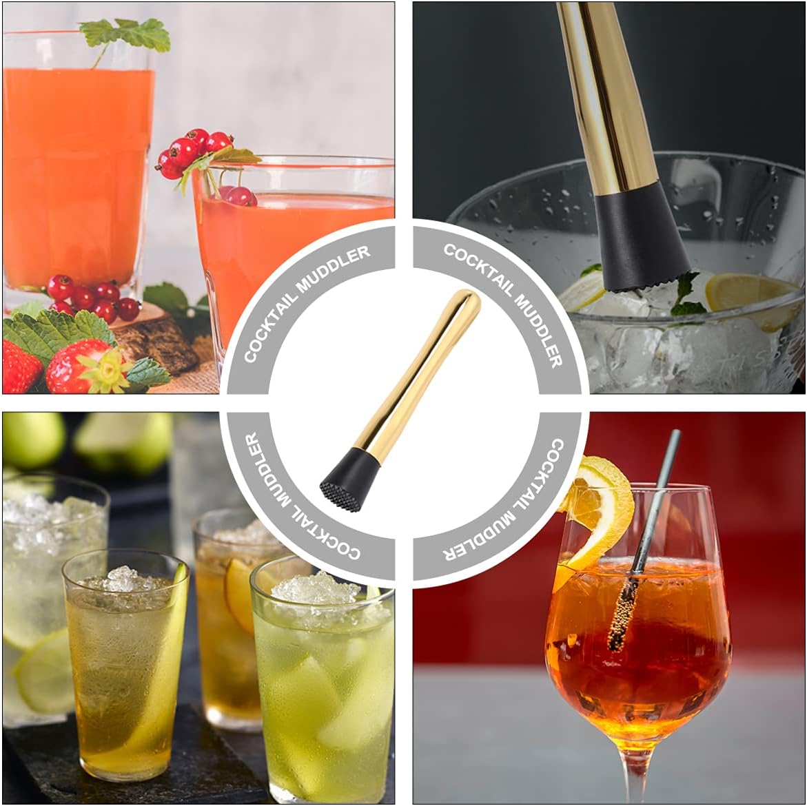 DOITOOL Herramientas de cóctel de acero inoxidable para cócteles triturados con agarre antideslizante suave para Mojito Cóctel Limón Fruta Cubo de