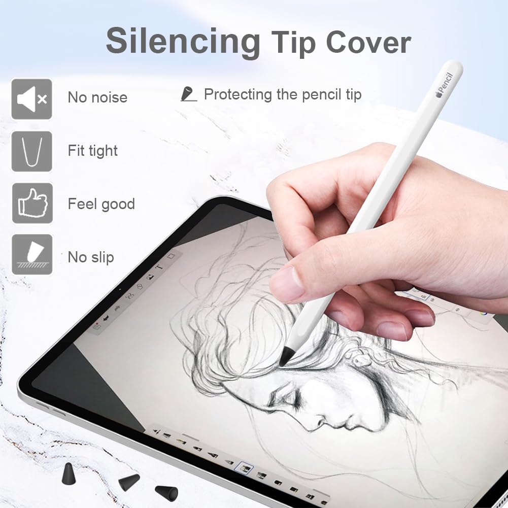 Puntas de repuesto para Apple Pencil, bolígrafo mejorado como metal delgado con control preciso de punta fina para Apple Pencil 21 Gen, accesorios