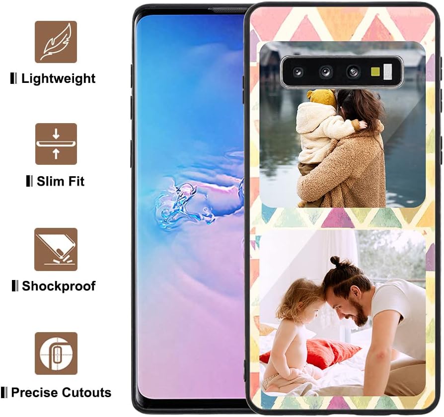 Funda personalizada para Samsung Galaxy S10+ S10 Plus, funda personalizada personalizada de vidrio templado antiarañazos de TPU suave con collage de