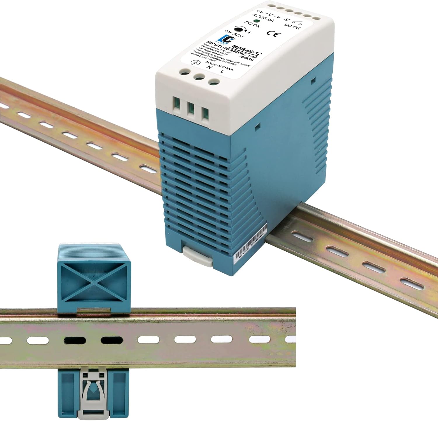 Fuente de alimentación de conmutación CC de 12 V MDR 60 W (entrada 100-240 VAC, salida 12 VCC, 5060 HZ), adaptador de fuente de alimentación