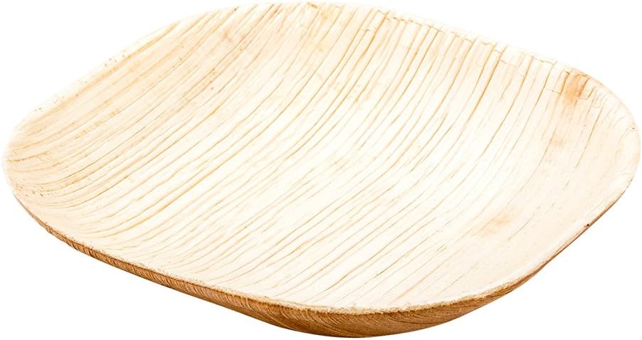 Restaurantware Plato cuadrado de hoja de palma Indo ecológico de 4 pulgadas perfecto para fiestas y eventos de catering – Color natural – Platos