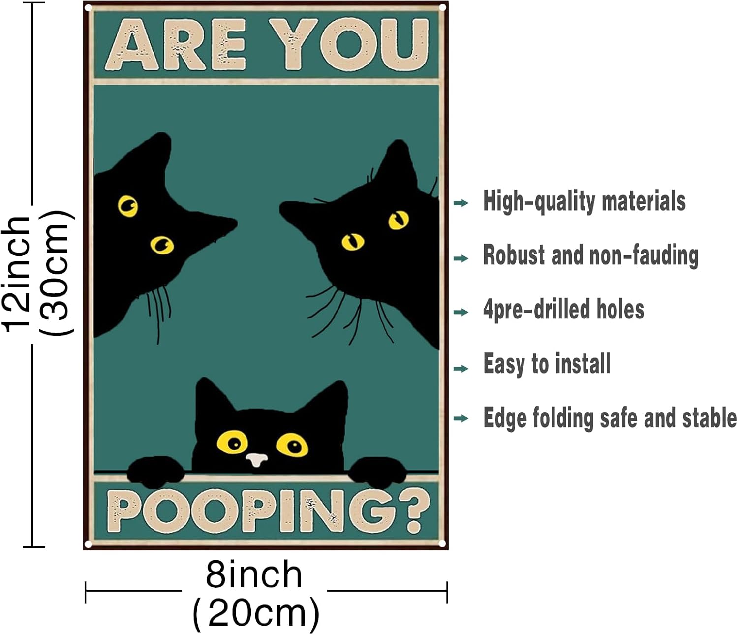 Haustalk Cartel de metal divertido con texto en inglés “Are You Pooping” (Are You Pooping) con diseño de gato negro vintage, decoración de pared,