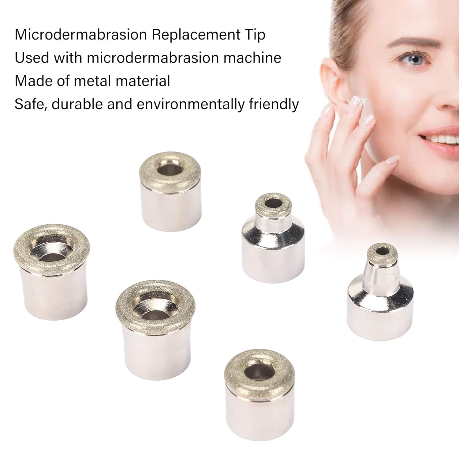 6 puntas de repuesto para cabeza de dermoabrasión de diamante, punta fina de diamante, puntas de diamante de dermoabrasión para máquina de belleza