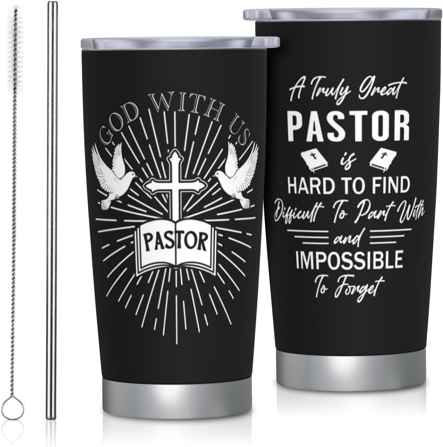 Regalos de agradecimiento para pastores, regalos para pastor para hombres, regalos para pastor, vaso de acero de 20 onzas con tapa, regalos