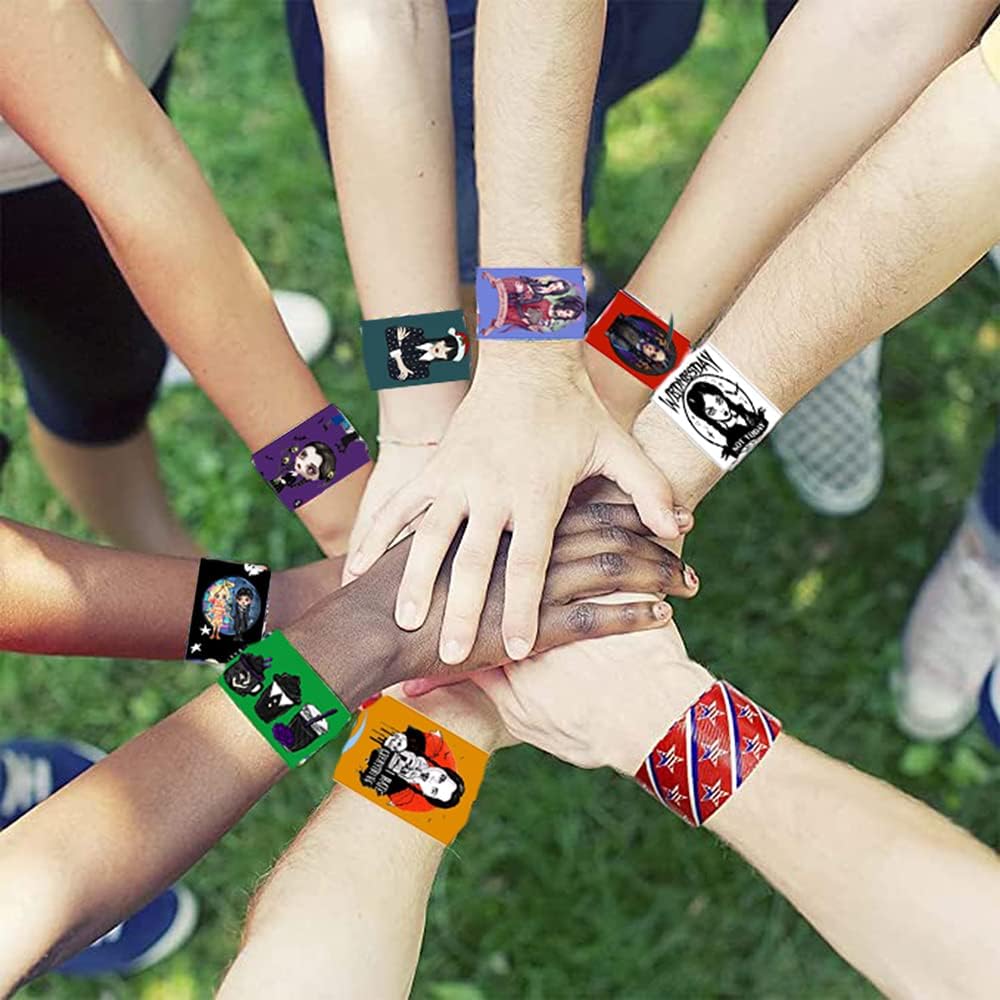 Pulseras de miércoles para niños y niñas, regalos de fiesta, suministros de decoración para fiesta de cumpleaños, bolsas de regalo, escuela, aula,