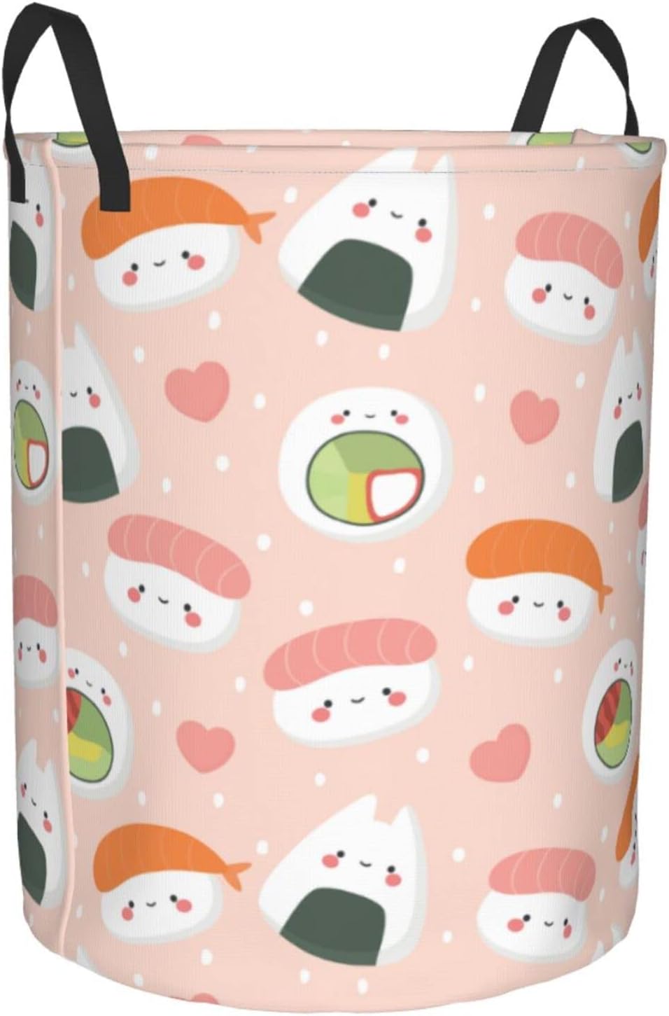 Cesta de lavandería plegable con diseño de comida de sushi con asa, impermeable, cesta de almacenamiento de lavandería, organizador de contenedores