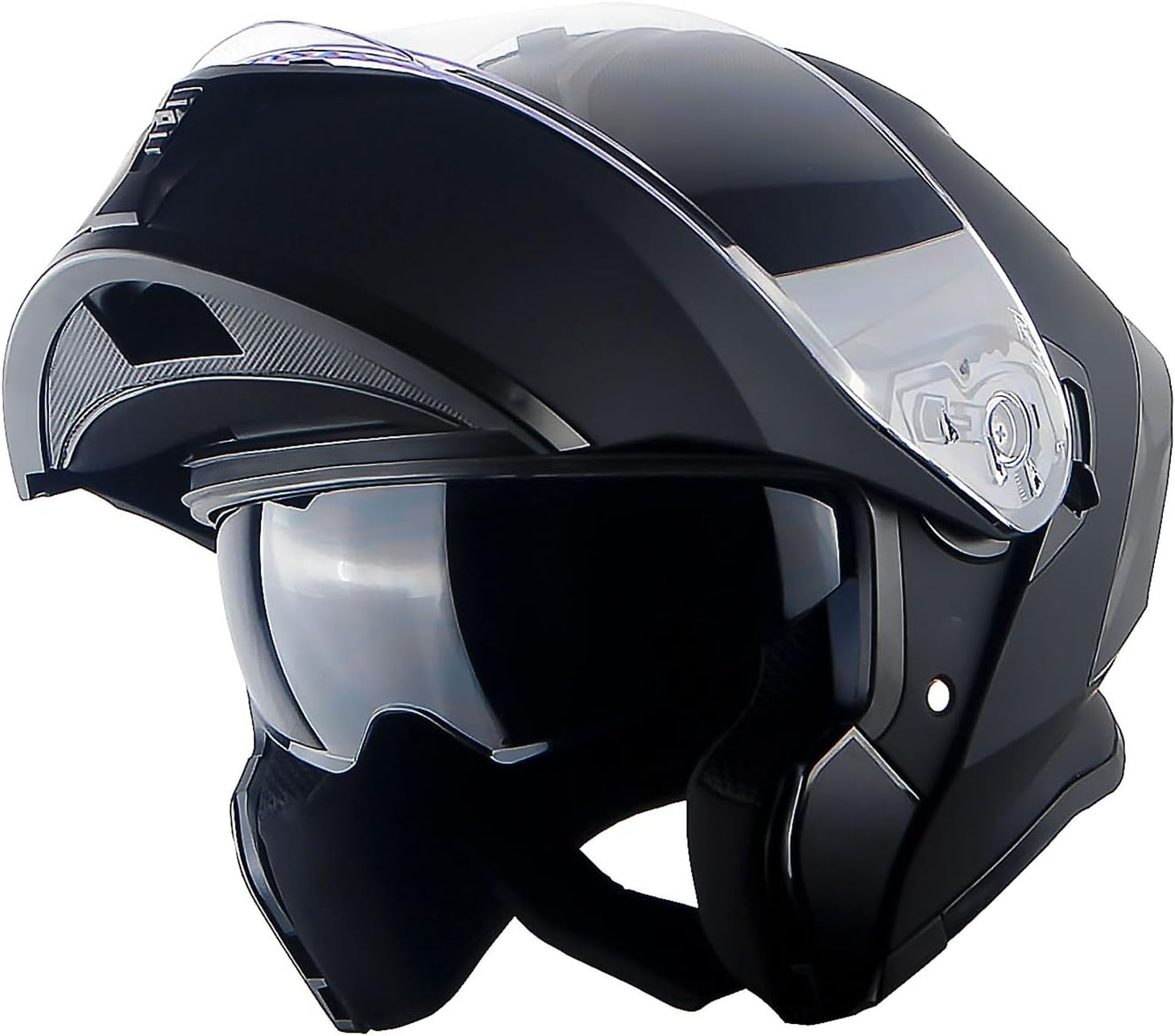 1Storm Nuevo casco modular de cara completa para motocicleta, escudo solar de doble visera con luz trasera LED recargable negro mate