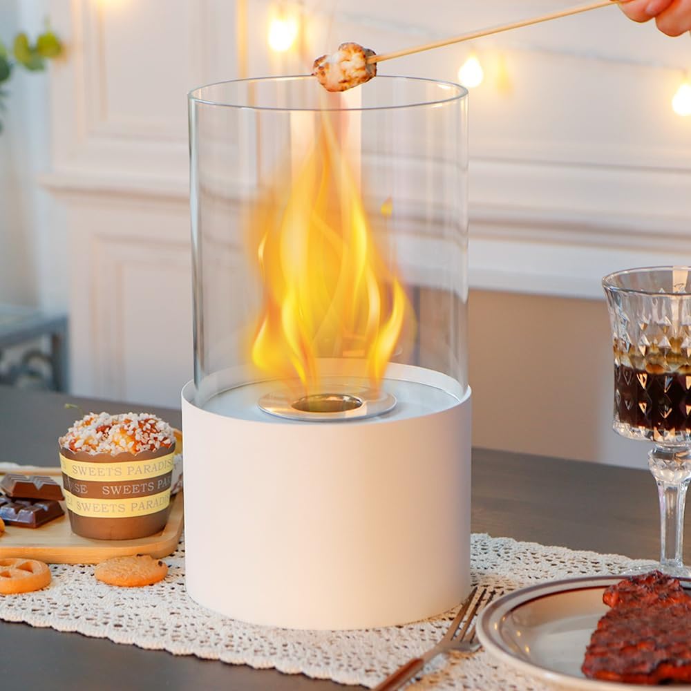 NEWIMAGE Cuenco de fuego de mesa de 6.5 pulgadas de D, chimenea de mesa, chimenea de bioetanol sin ventilación de combustión limpia para interiores