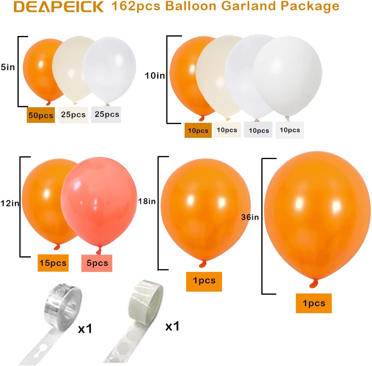 DEAPEICK Kit de guirnalda de globos de baby shower, arco de globos de color naranja pequeño para decoración de cumpleaños, boda, fiesta, telón de
