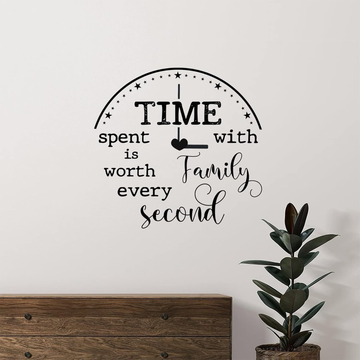 Time Spent with Family is Worth Every Segundo – Adhesivo de pared inspirado en el corazón calentador, decoración de pared para dormitorio, sala de