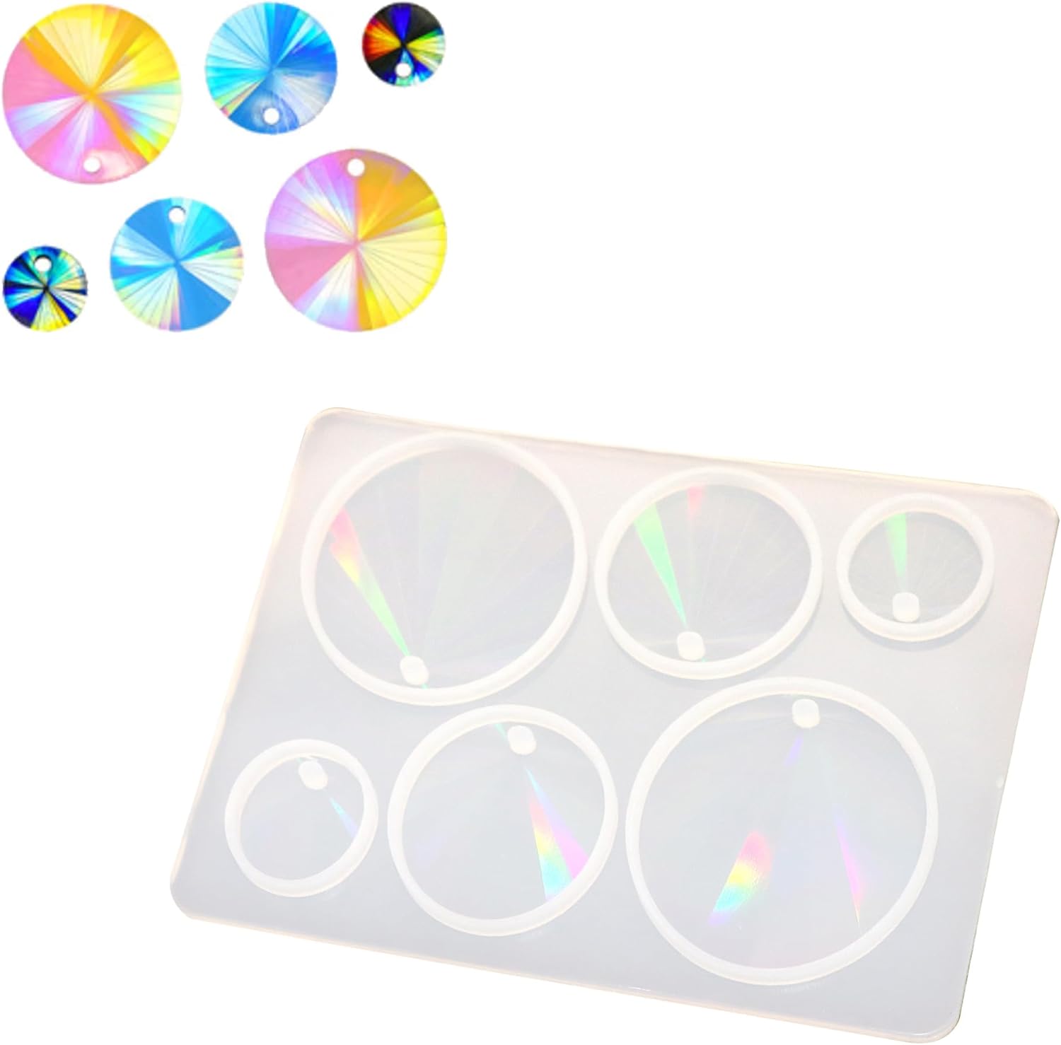 David accessories Moldes de resina holográfica para joyería de aretes con agujero, moldes de silicona para hacer joyas colgantes (transparente 3)