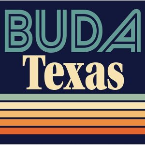 Buda Texas – Imán para nevera (5.0 x 2.6in), diseño retro Buda Texas – Imán para nevera (5.0 x 2.6in), diseño retro