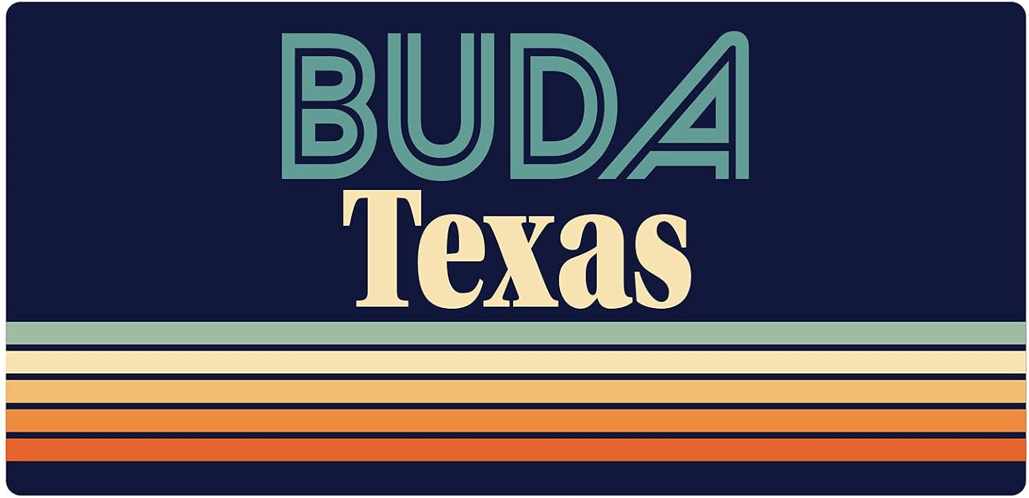 Buda Texas – Imán para nevera (5.0 x 2.6in), diseño retro