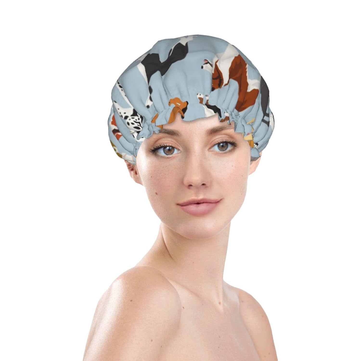 Gorro de ducha  Gorros de ducha impermeables de doble capa compatibles con perros diferentes lindos para mujeres y niñas, gorros de pelo para ducha