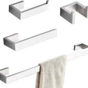 Juego de 4 toallas de baño, juego de accesorios de baño de níquel cepillado, juego de accesorios de baño de acero inoxidable SUS304, barra de toalla Juego de 4 toallas de baño, juego de accesorios de baño de níquel cepillado, juego de accesorios de baño de acero inoxidable SUS304, barra de toalla