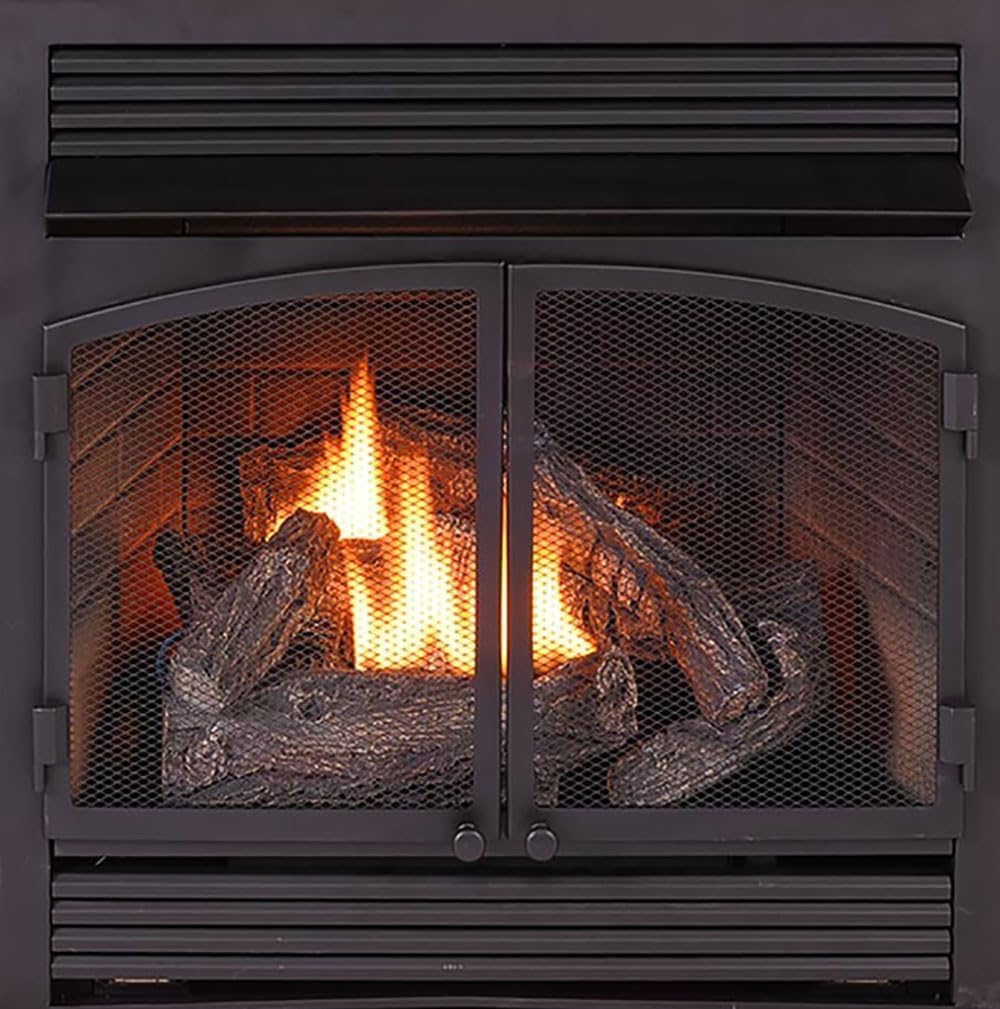 Duluth Forge Inserto de chimenea sin ventilación de combustible dual – 32,000 BTU, modelo de control T-Stat FDF400T-ZC