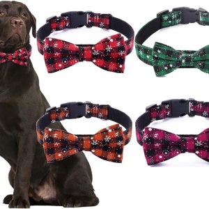 Love Dream Collar de Navidad para perro con pajarita desmontable, collar de perro a cuadros de Navidad para perros pequeños, medianos y grandes Love Dream Collar de Navidad para perro con pajarita desmontable, collar de perro a cuadros de Navidad para perros pequeños, medianos y grandes