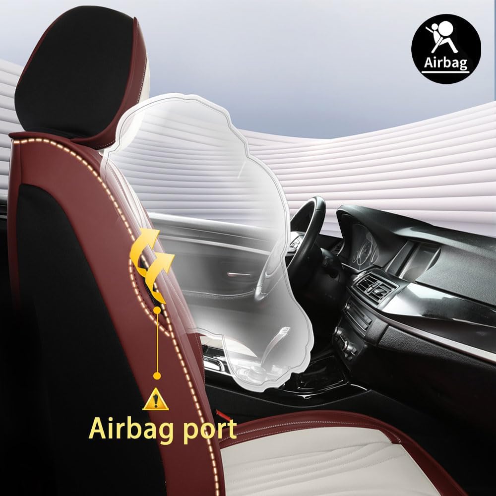 Juego de fundas de asiento de automóvil para Honda Civic 2003-2016, piel sintética impermeable, compatible con bolsas de aire y protector de cojín
