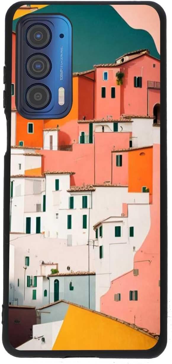 Compatible con Motorola Moto Edge 2021Edge 5G UW House Case, arte de color mínimo, diseño de paisaje estético para Moto Case Niñas Niñas Niños Funda