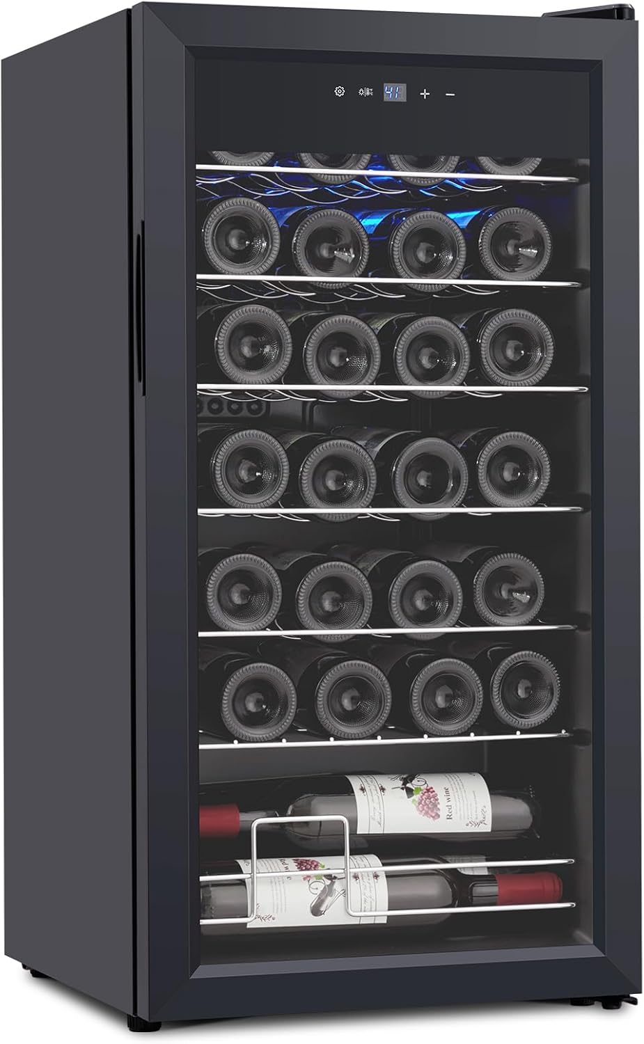 CuisinAid Refrigerador de vino de 28 botellas, compresor independiente, enfriador de vino, enfriador de vino con pantalla táctil de 41  64 F,
