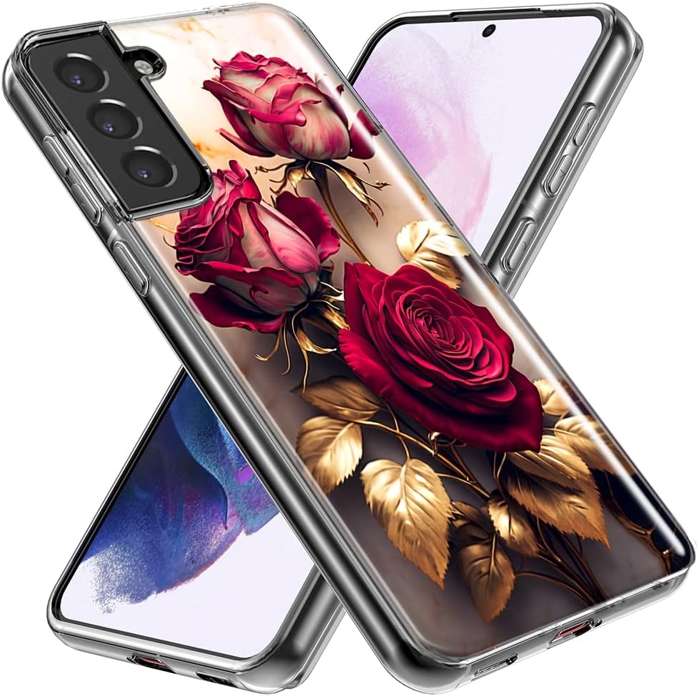MUNDAZE – for Samsung Galaxy Note 20 Ultra Romantic Elegant Gold Marble Red Roses Case Slim Hybrid Shockproof Hard Shell Soft TPU Heavy Duty