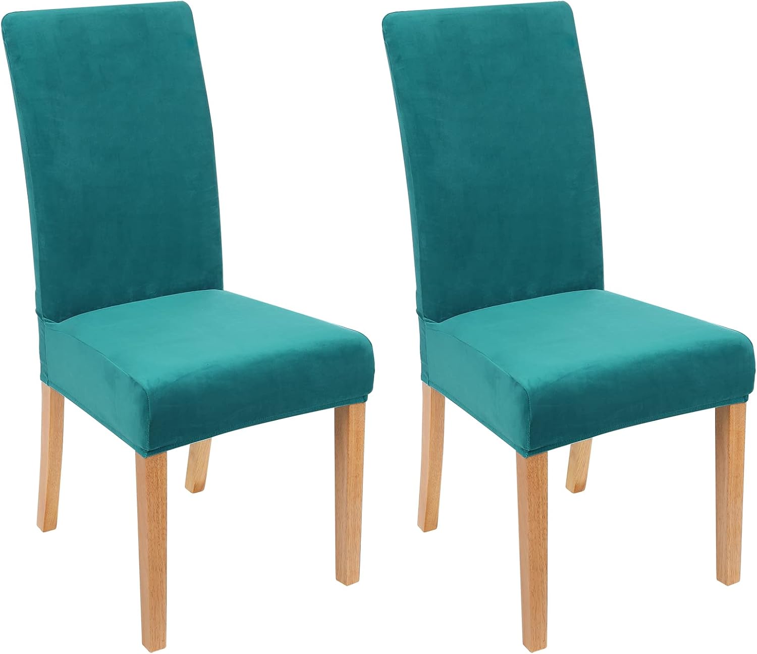 smiry – Fundas para sillas de comedor de terciopelo elástico y suave, extraíbles, Terciopelo, Verde (Peacock Green)