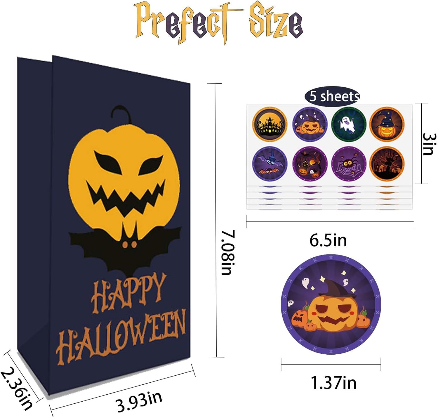 Hommay Bolsas de dulces de Halloween, 40 bolsas de papel de Halloween, bolsas de regalo de dulce o dulce a granel, pequeñas bolsas de dulces de