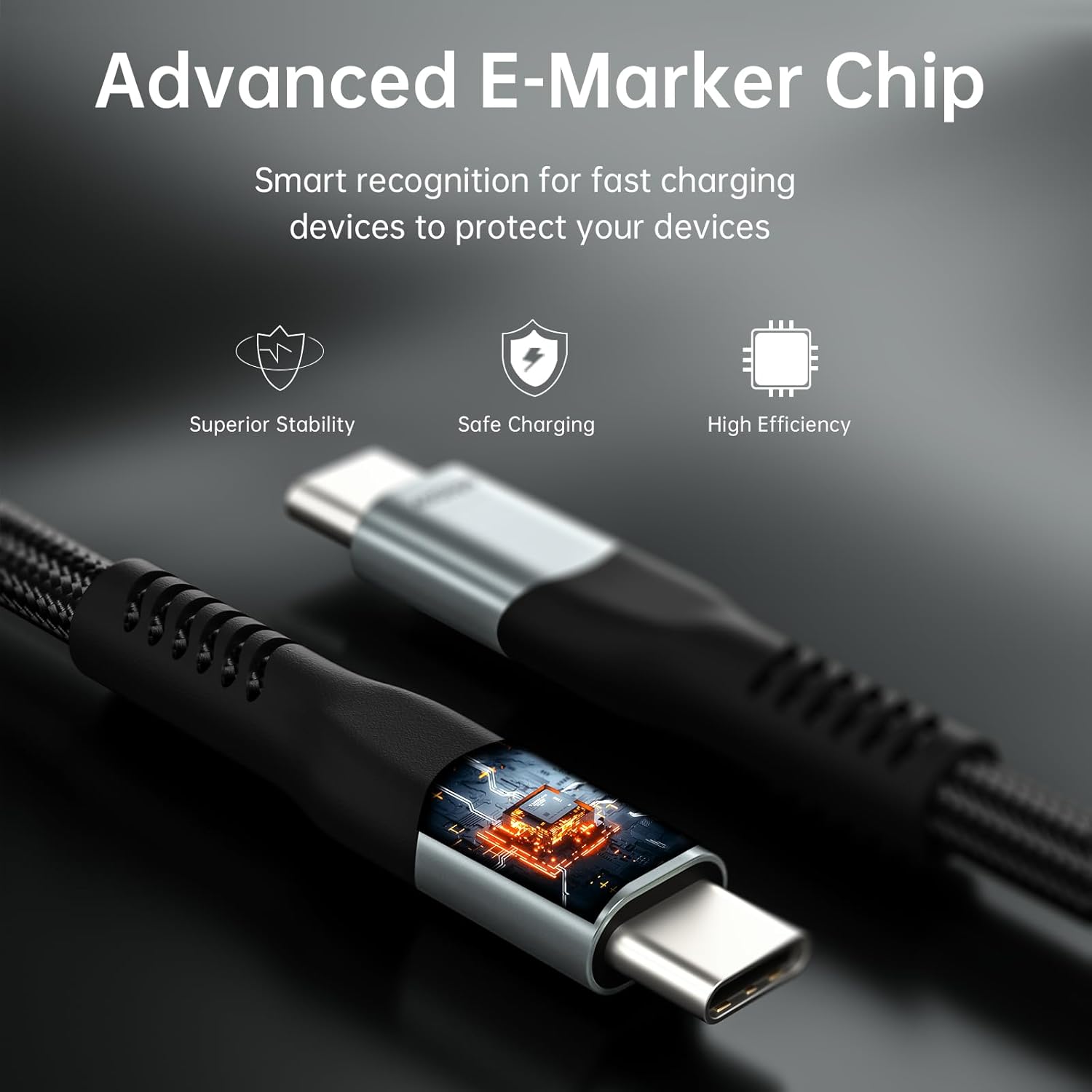 Cable USB 4 de 240 W de 3.3 pies, soporta pantalla HD de 8K a 60Hz y transferencia de datos de 40 Gbps, carga rápida USB C a USB C para iPhone