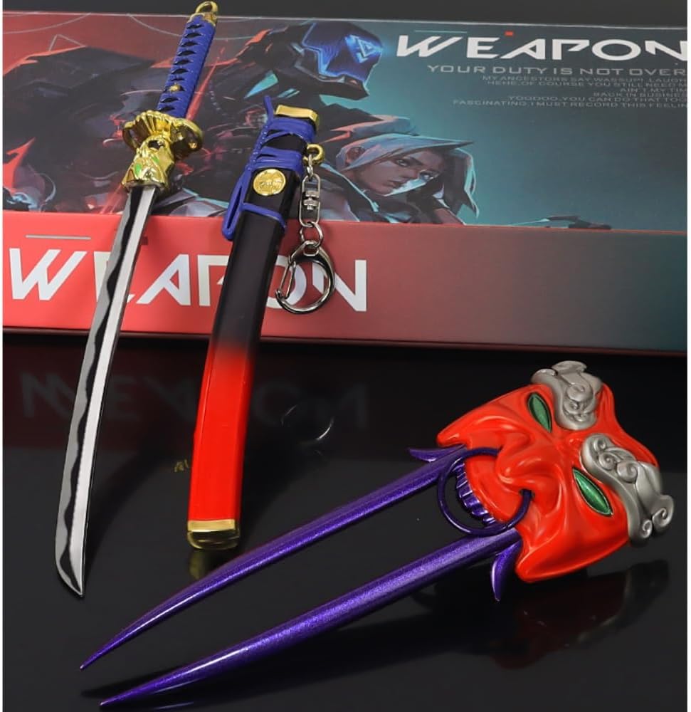 Superbuybox Valorant – Juego de cuchillos para armas de artes marciales, colección de juegos, decoración de escritorio, habitación, mochila,
