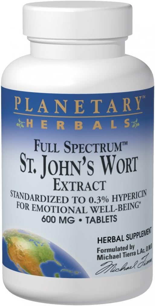 Planetary Herbals Extracto de St. John ‘s wort espectro completo 600mg, para Bienestar emocional