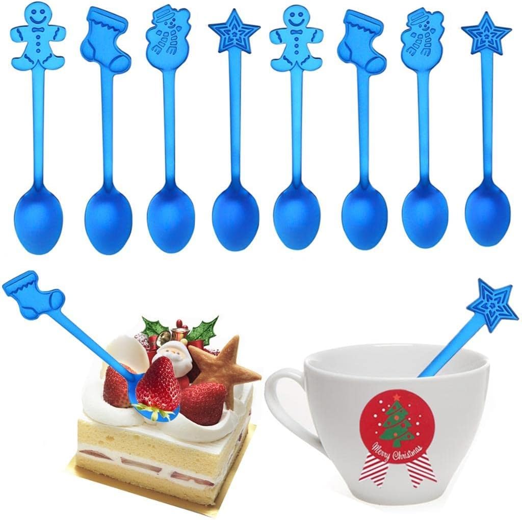 8 cucharas de Navidad de acero inoxidable para té, sopa de leche, café, cucharas para mezclar, postre, pastel, helado, decoración de vajilla de