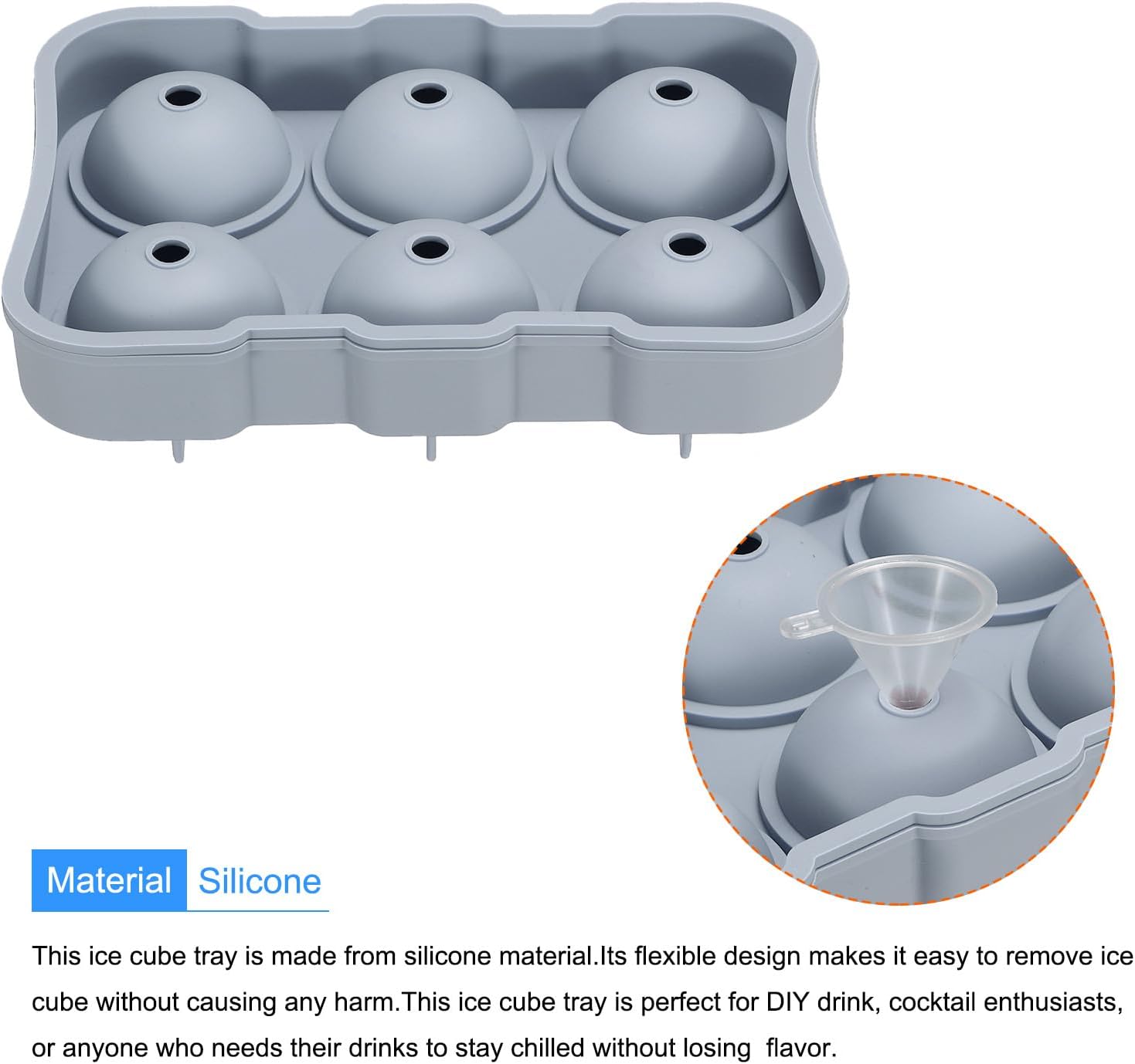 MECCANIXITY Bandeja para cubitos de hielo (juego de 3), máquina de bolas de hielo de esfera azul y bandeja cuadrada para cubitos de hielo para