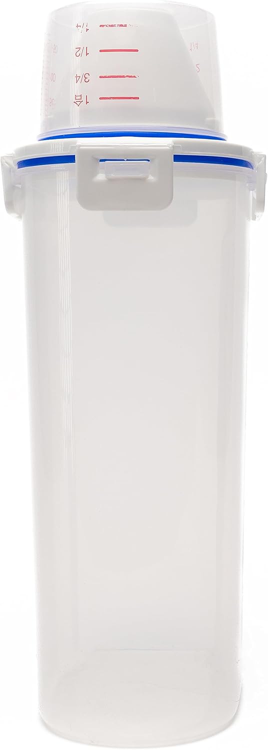 Recipiente de almacenamiento de alimentos, sellado hermético y recipiente de plástico transparente de grado alimenticio, sin BPA, taza medidora,