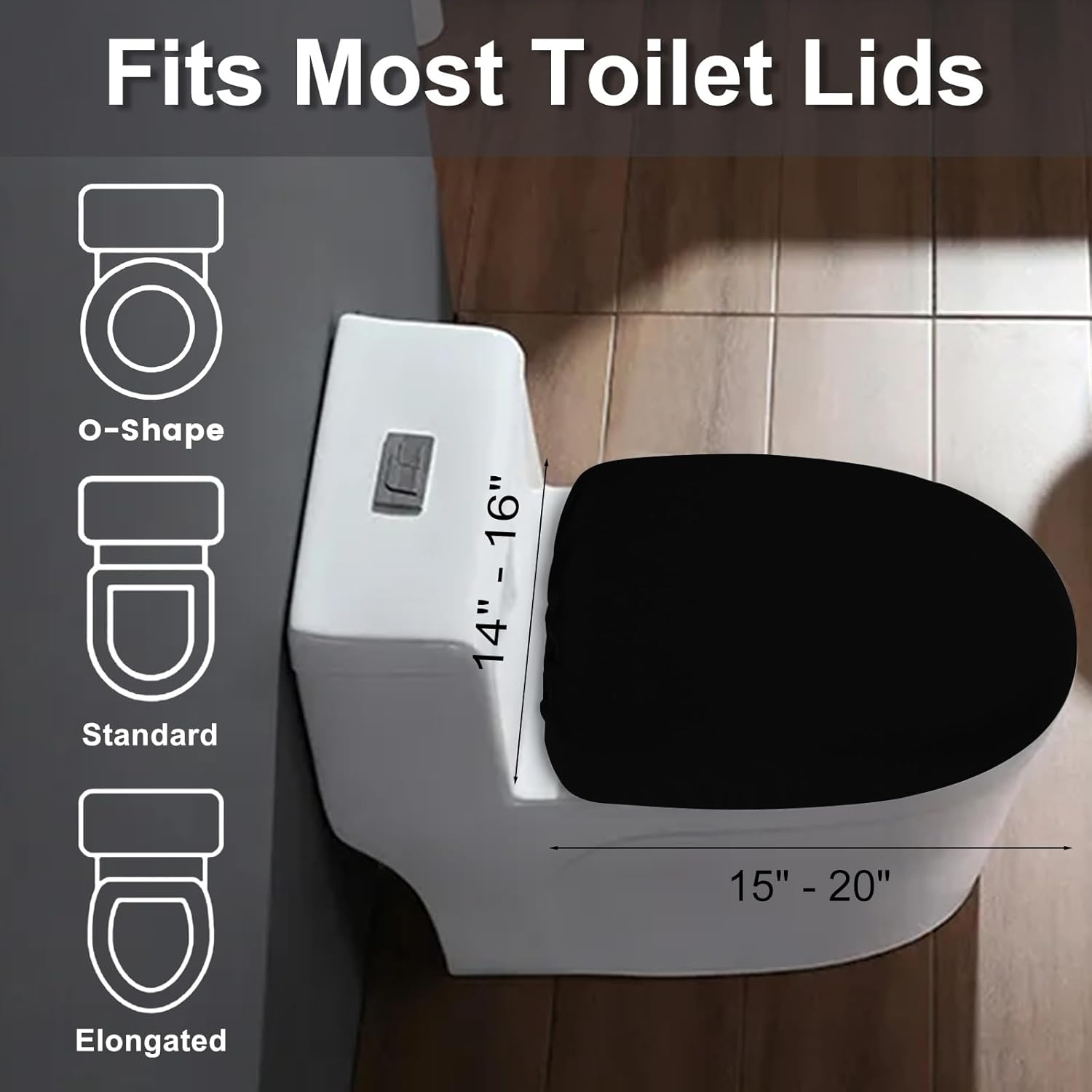Funda elástica para tapa de inodoro de elastano, funda gruesa para asiento de inodoro para baño, funda de inodoro suave y lavable, se adapta a la