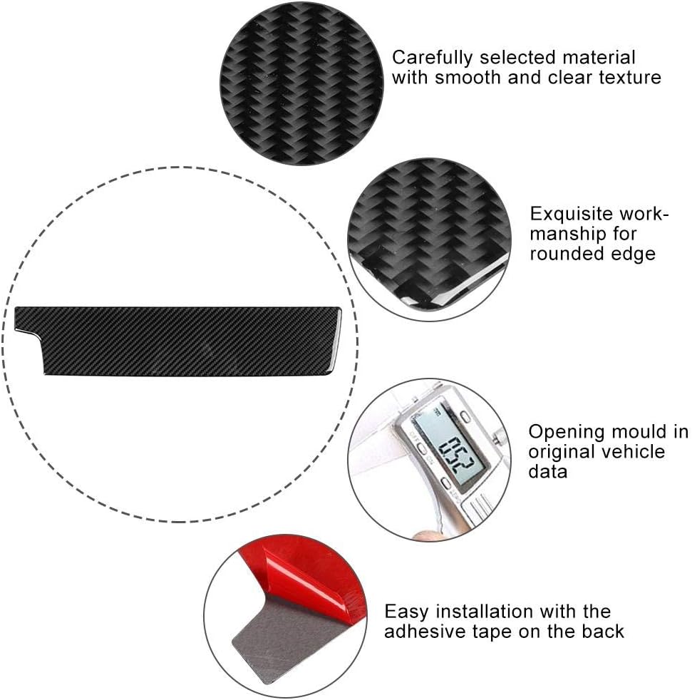 Terisass Cubierta de panel de control central de copiloto de fibra de carbono, calcomanías interiores de salpicadero, accesorios de automóvil para