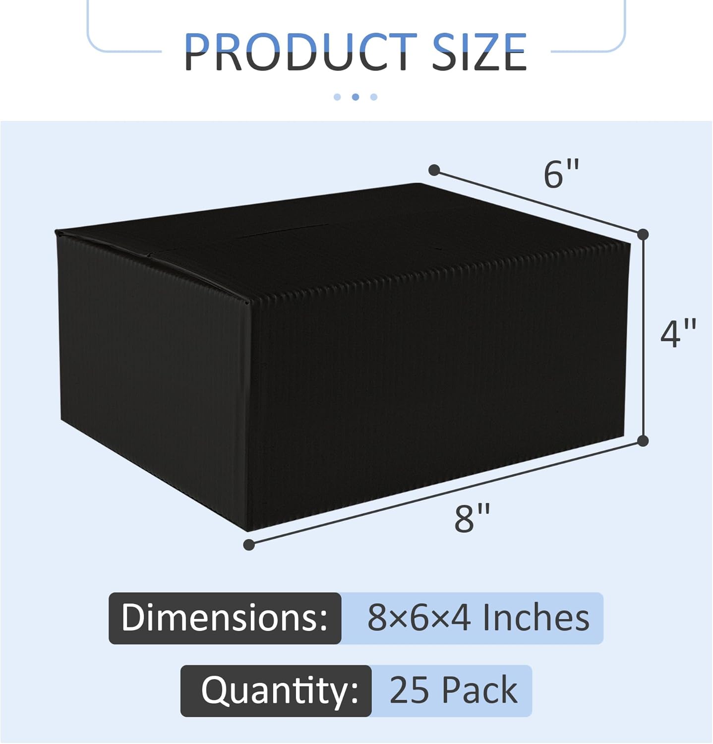 WHYNONAP Juego de 25 cajas de envío de 8 x 6 x 4 pulgadas, cajas de envío de plástico pequeñas para embalaje de pequeñas empresas, cajas de cartón